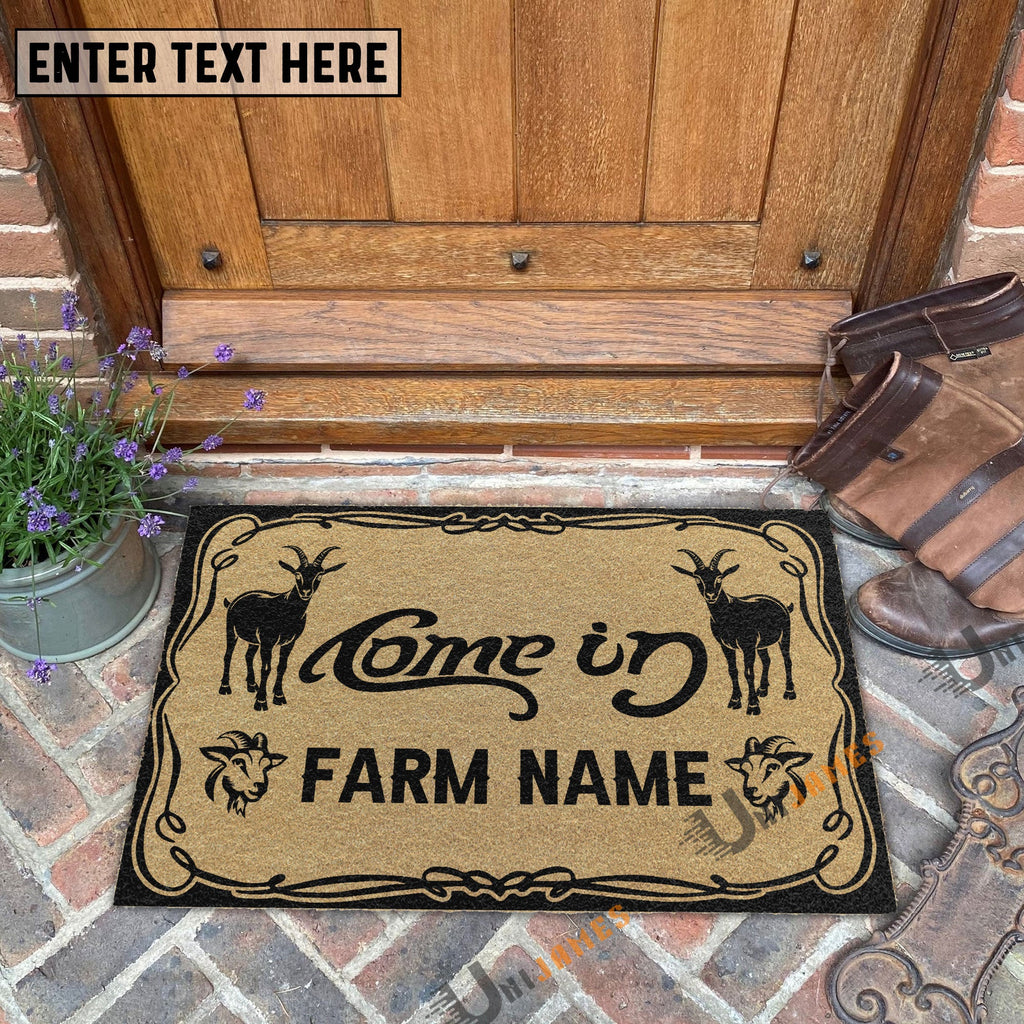 Goat Funny Come In Go Away Custom Farm Name Custom Year Coir Doormat