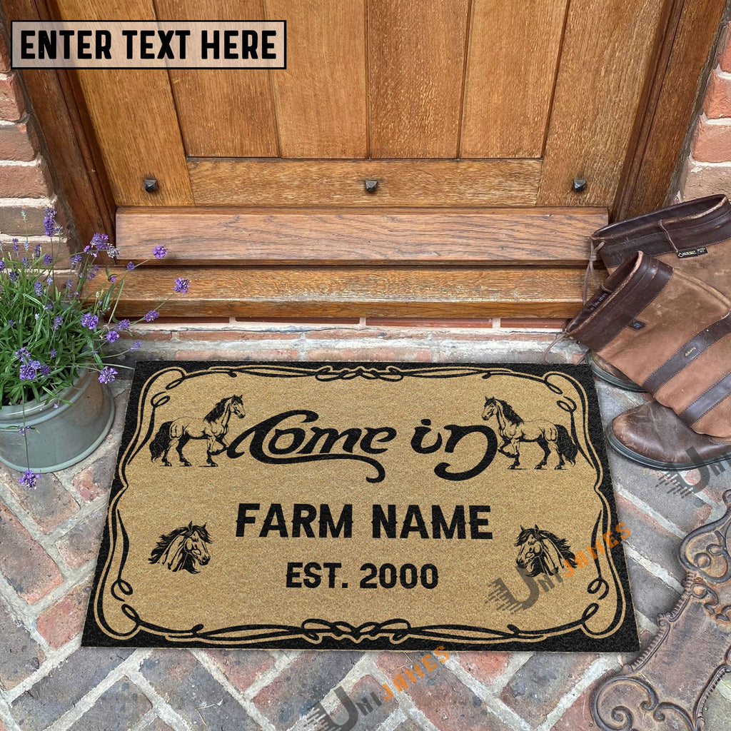 Horse Funny Come In Go Away Custom Farm Name Custom Year Coir Doormat