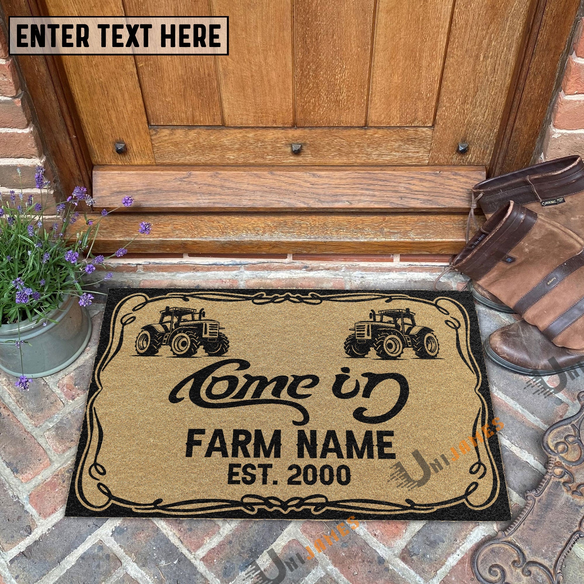 Tractor Funny Come In Go Away Custom Farm Name Custom Year Coir Doormat