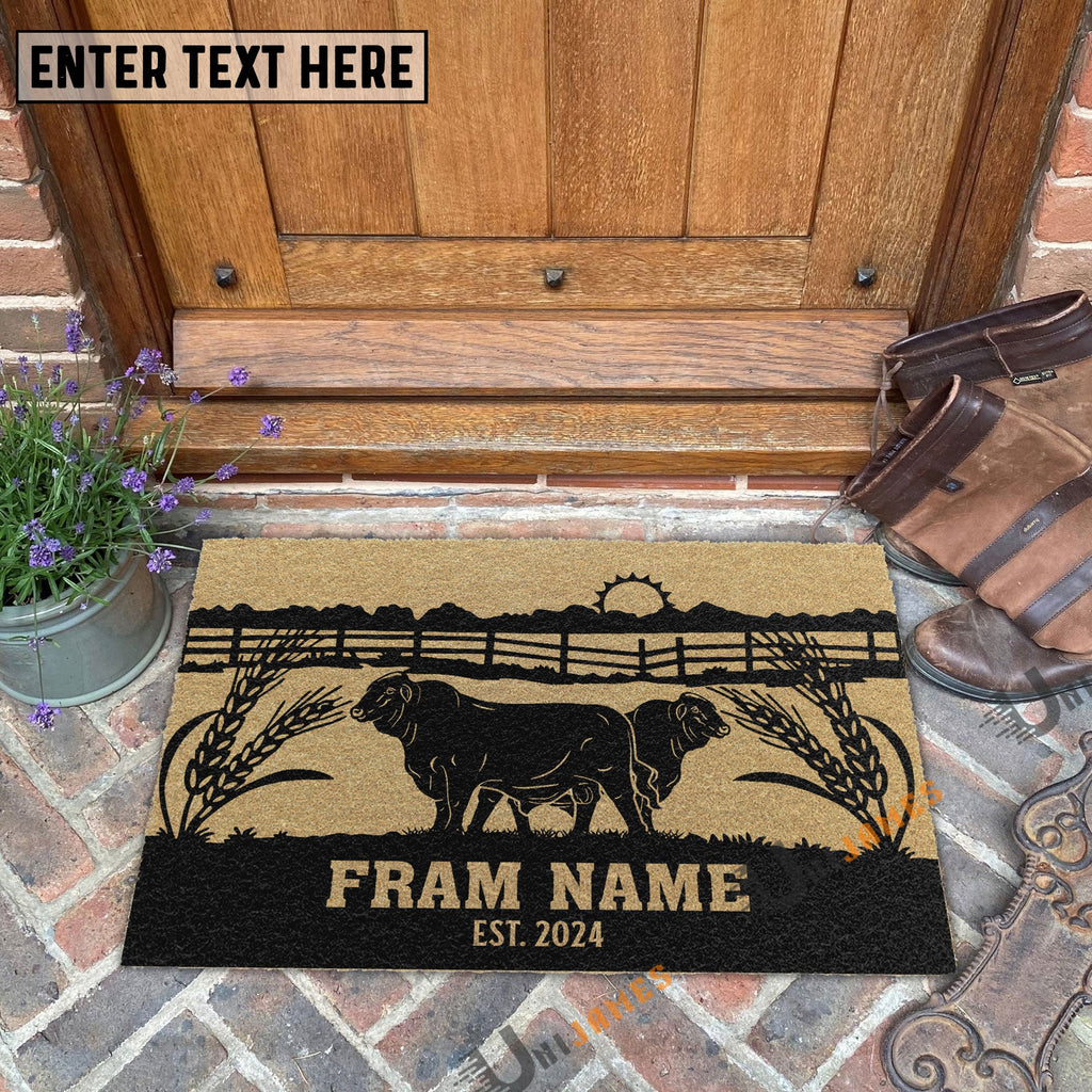 Beefmaster Sunshine Field Custom Farm Name Custom Year Coir Doormat