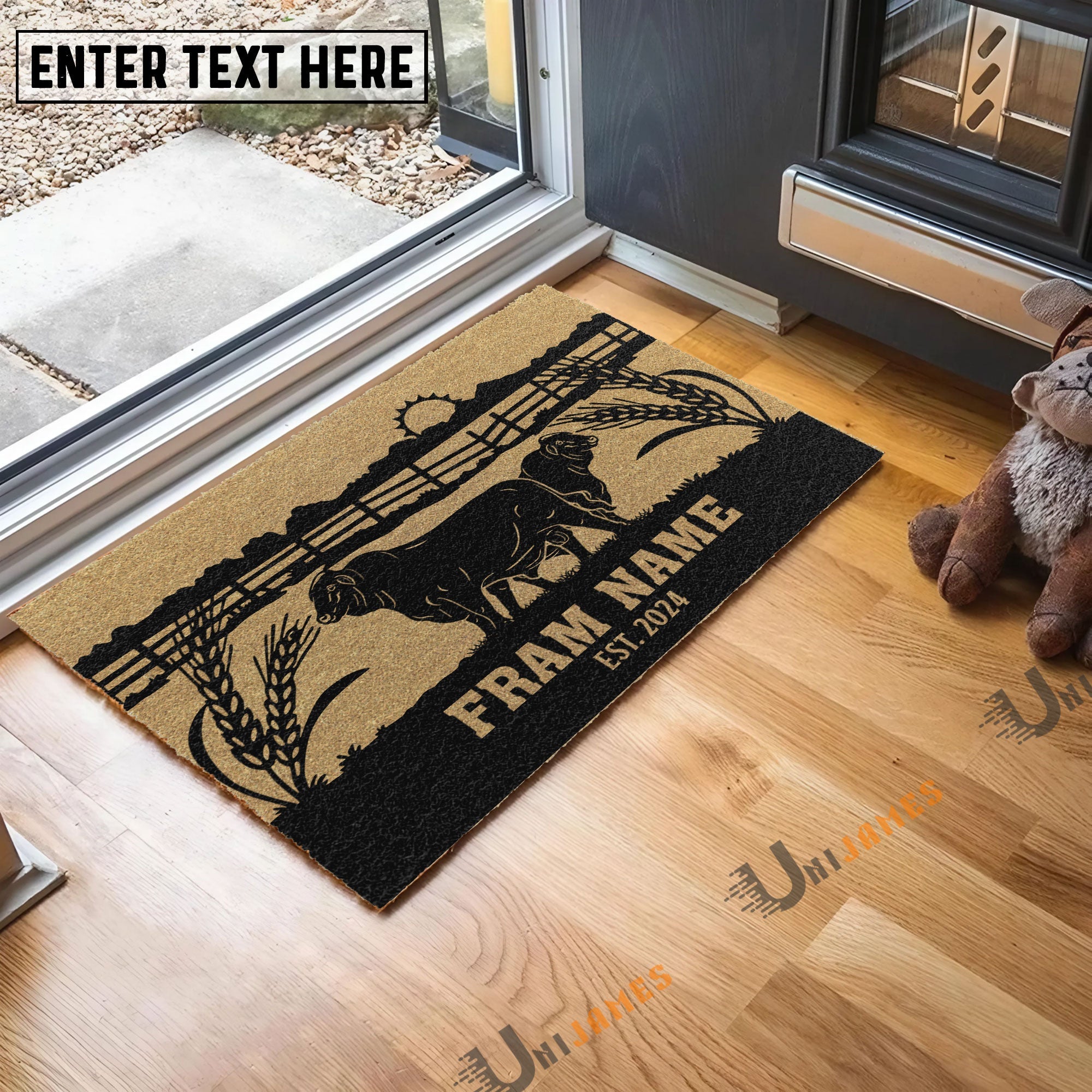 Beefmaster Sunshine Field Custom Farm Name Custom Year Coir Doormat