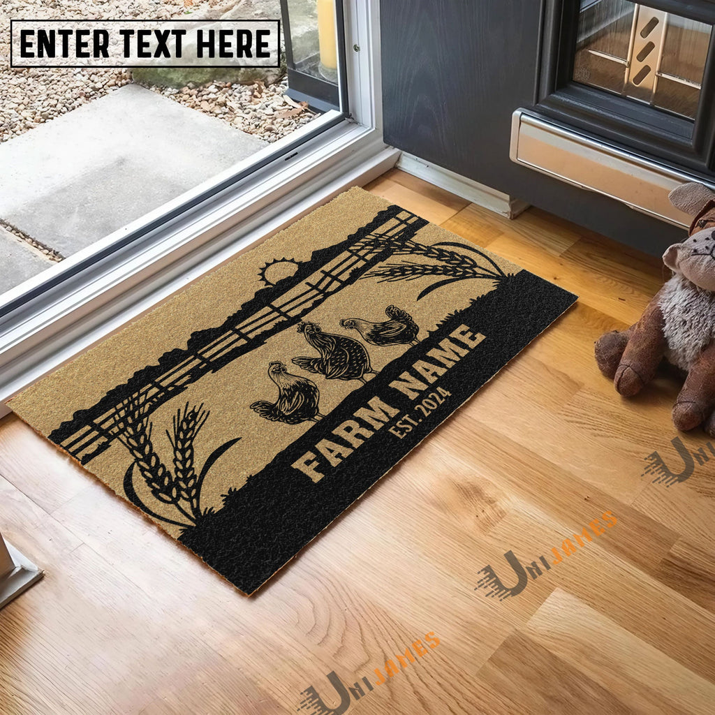 Chicken Sunshine Field Custom Farm Name Custom Year Coir Doormat