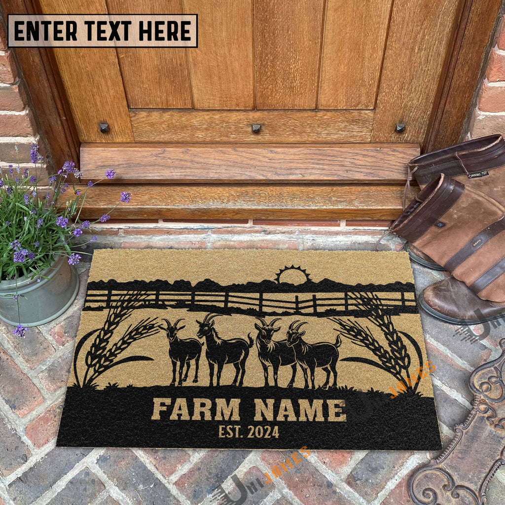 Goat Sunshine Field Custom Farm Name Custom Year Coir Doormat