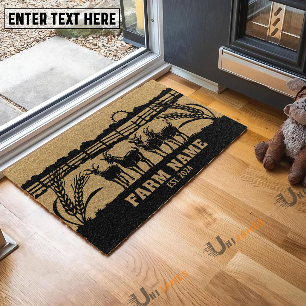 Goat Sunshine Field Custom Farm Name Custom Year Coir Doormat