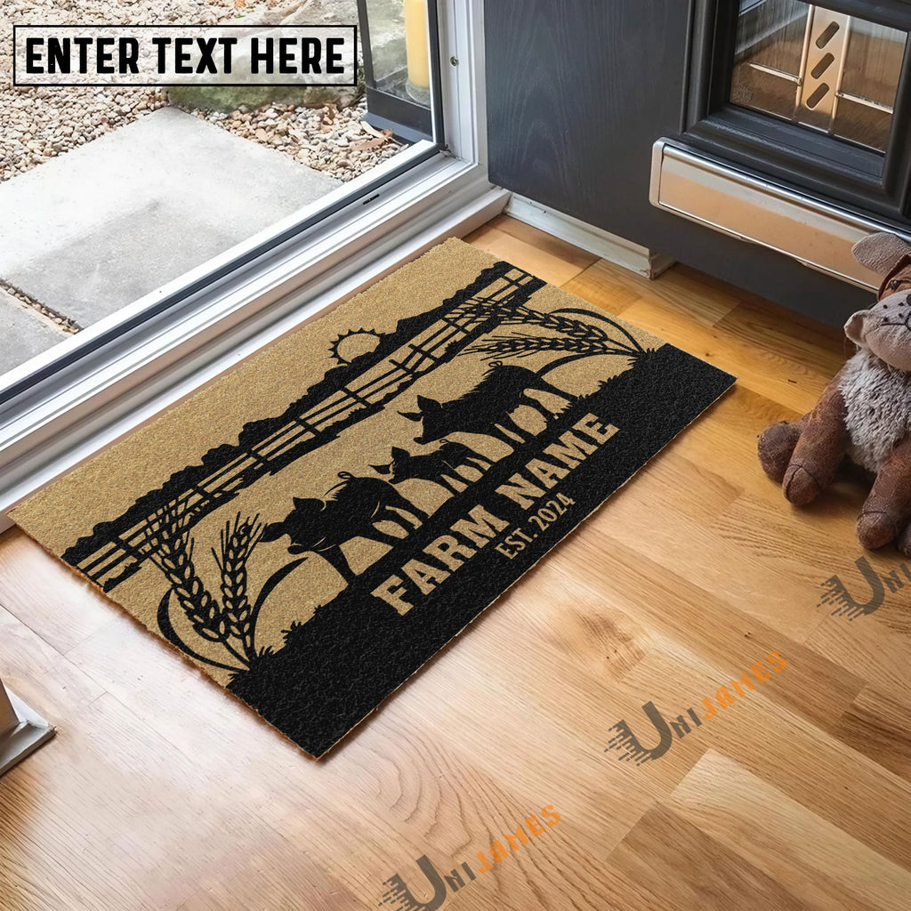 Pig Sunshine Field Custom Farm Name Custom Year Coir Doormat