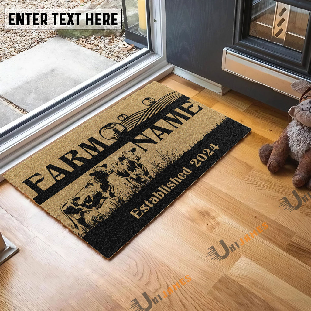Charolais Straw Roll Custom Farm Name Custom Year Coir Doormat