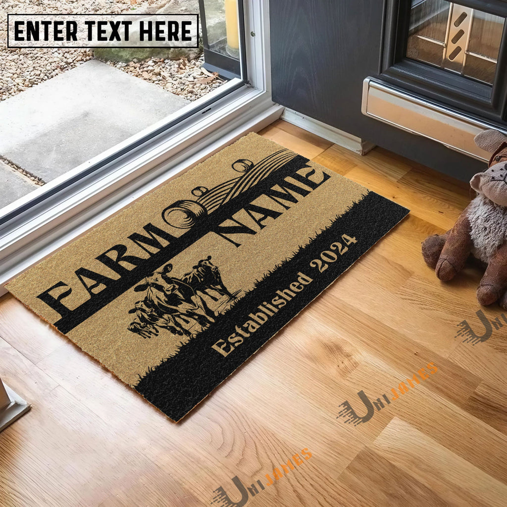 Holstein Straw Roll Custom Farm Name Custom Year Coir Doormat