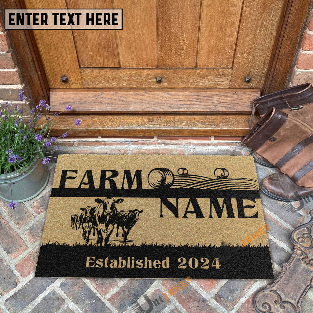 Holstein Straw Roll Custom Farm Name Custom Year Coir Doormat