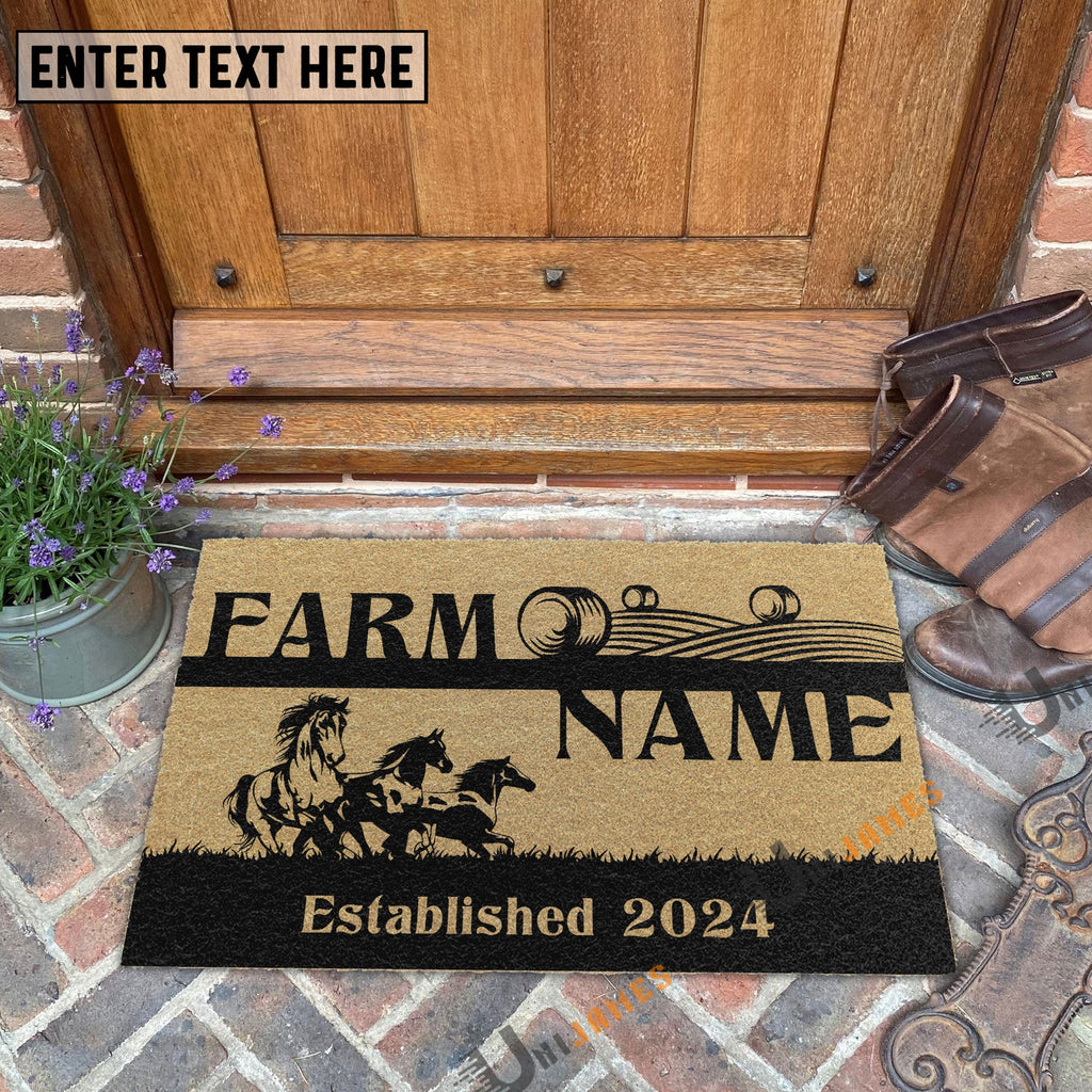 Horse Straw Roll Custom Farm Name Custom Year Coir Doormat