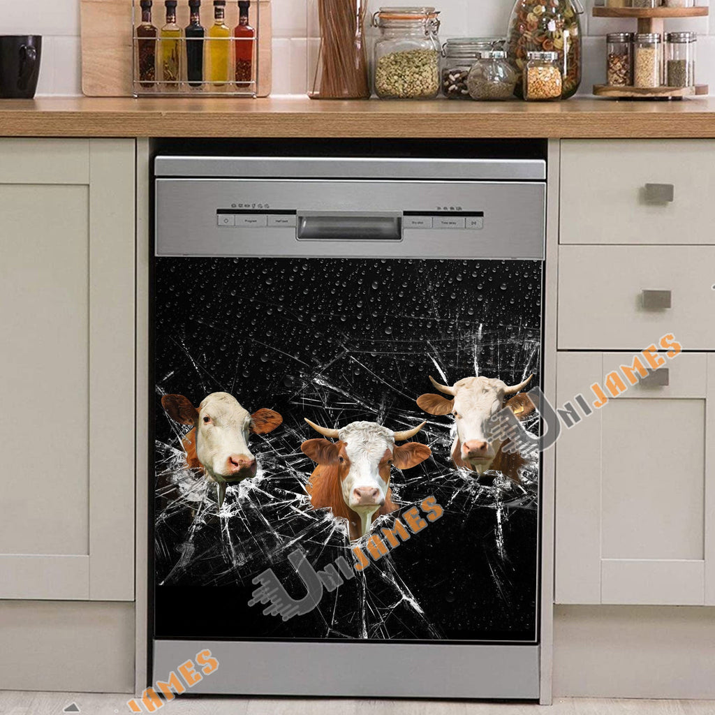 Simmental Broken Glasses Dishwasher Door Cover
