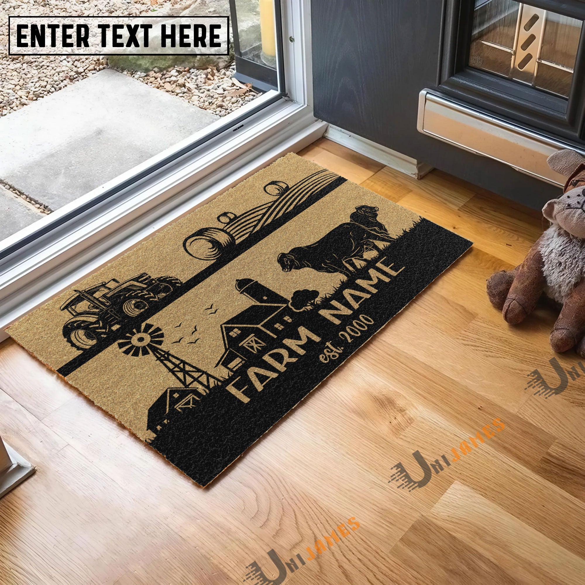 Beefmaster Happy Ranch Custom Farm Name Custom Year Coir Doormat