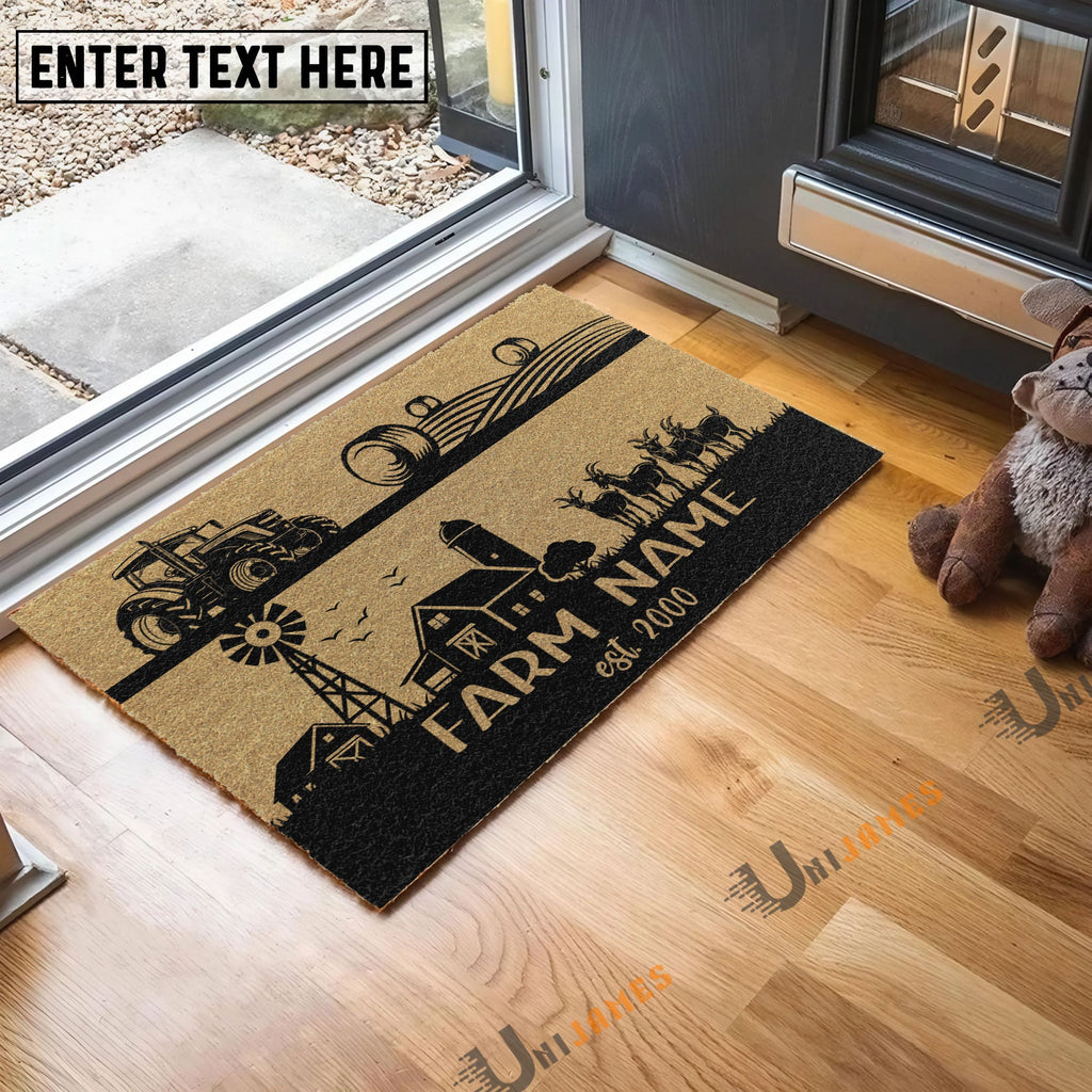 Goat Happy Ranch Custom Farm Name Custom Year Coir Doormat