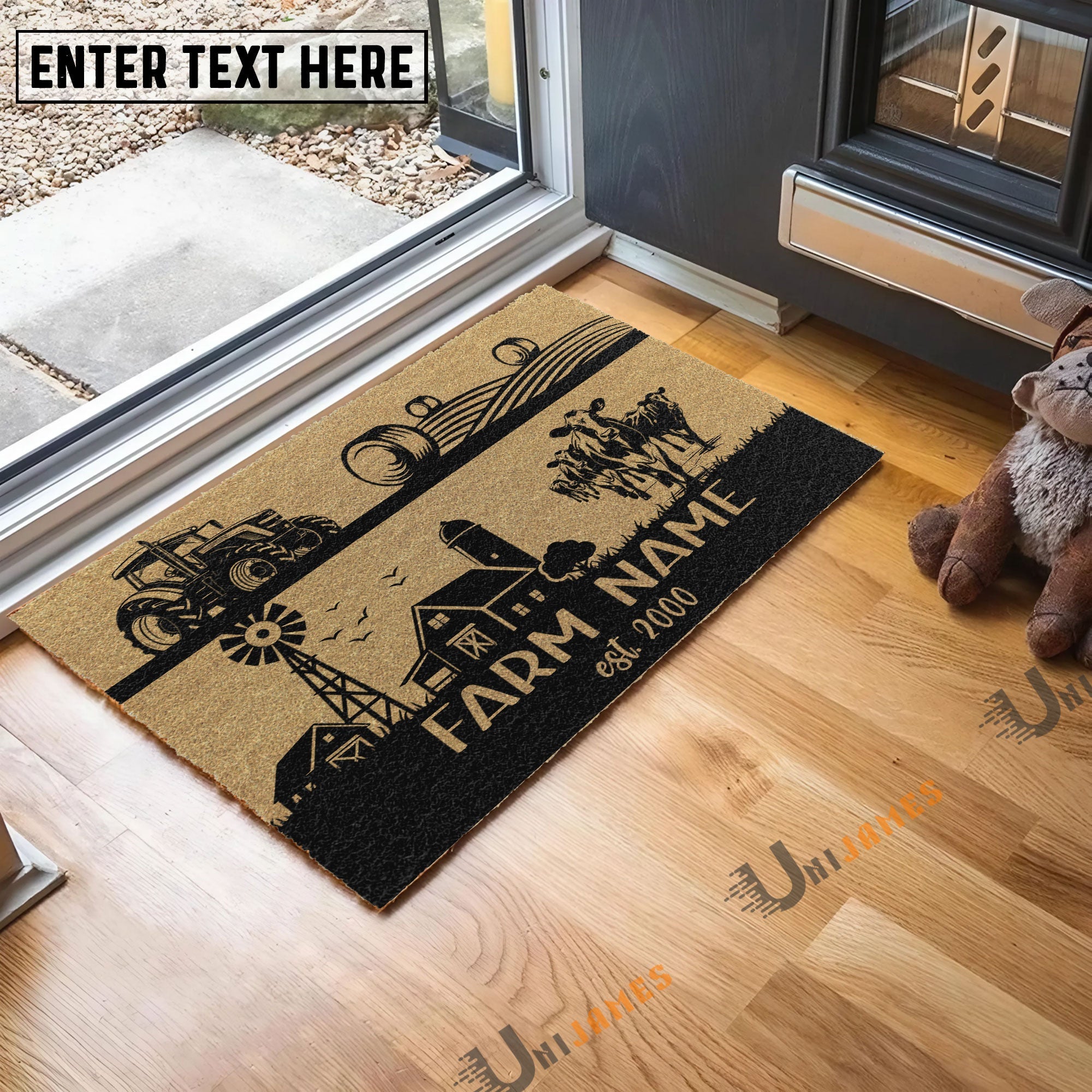 Holstein Happy Ranch Custom Farm Name Custom Year Coir Doormat