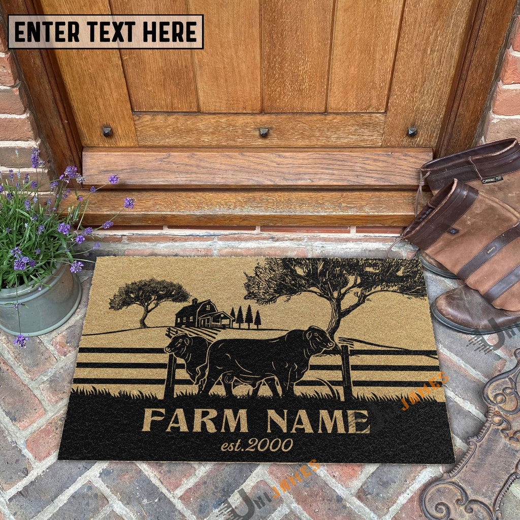 Beefmaster Little Ranch Custom Farm Name Custom Year Coir Doormat