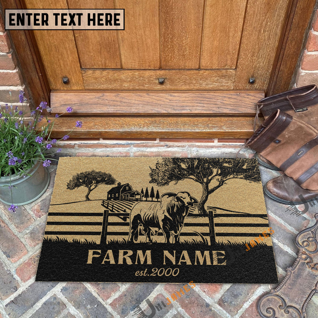 Brahman Little Ranch Custom Farm Name Custom Year Coir Doormat