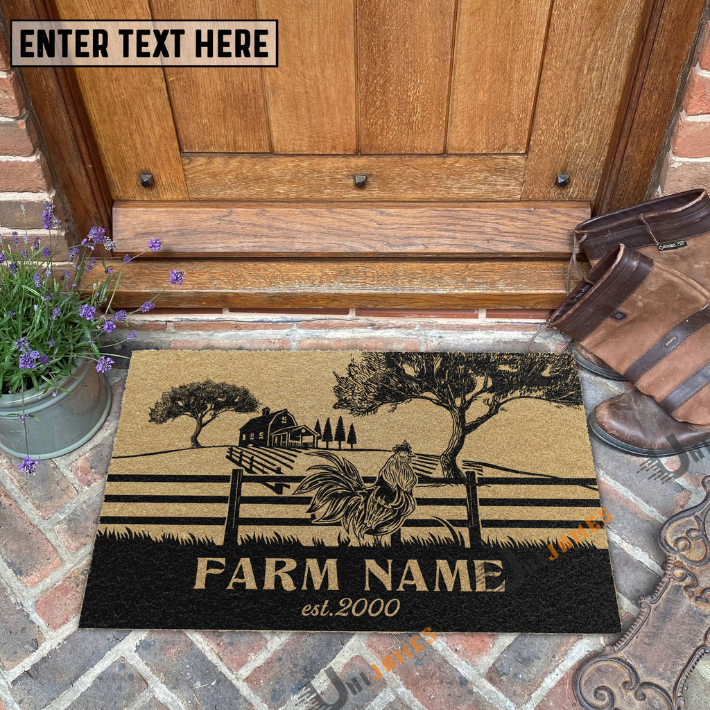 Chicken Little Ranch Custom Farm Name Custom Year Coir Doormat