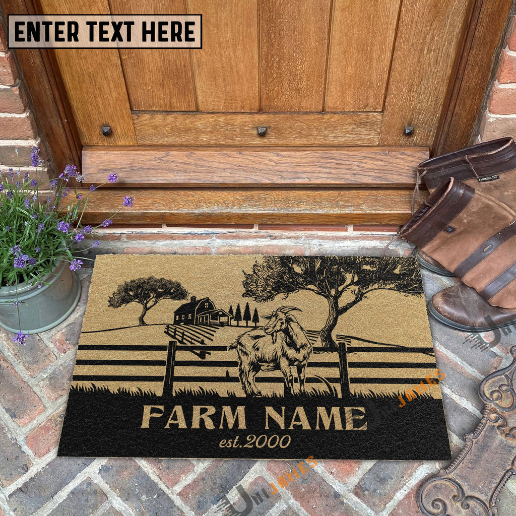 Goat Little Ranch Custom Farm Name Custom Year Coir Doormat