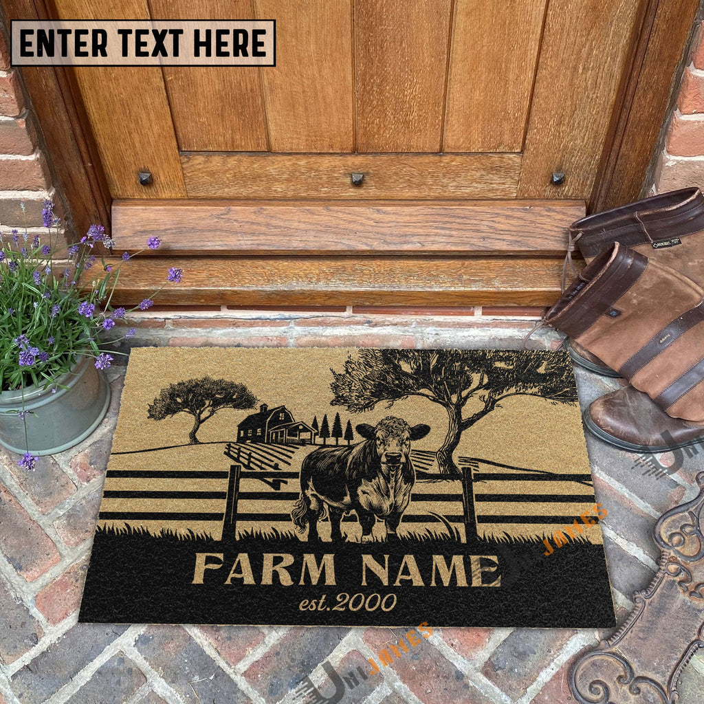 Hereford Little Ranch Custom Farm Name Custom Year Coir Doormat