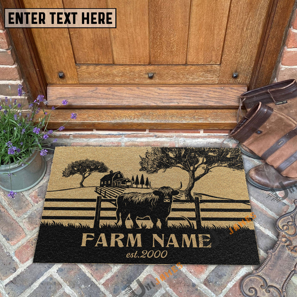 Highland Little Ranch Custom Farm Name Custom Year Coir Doormat