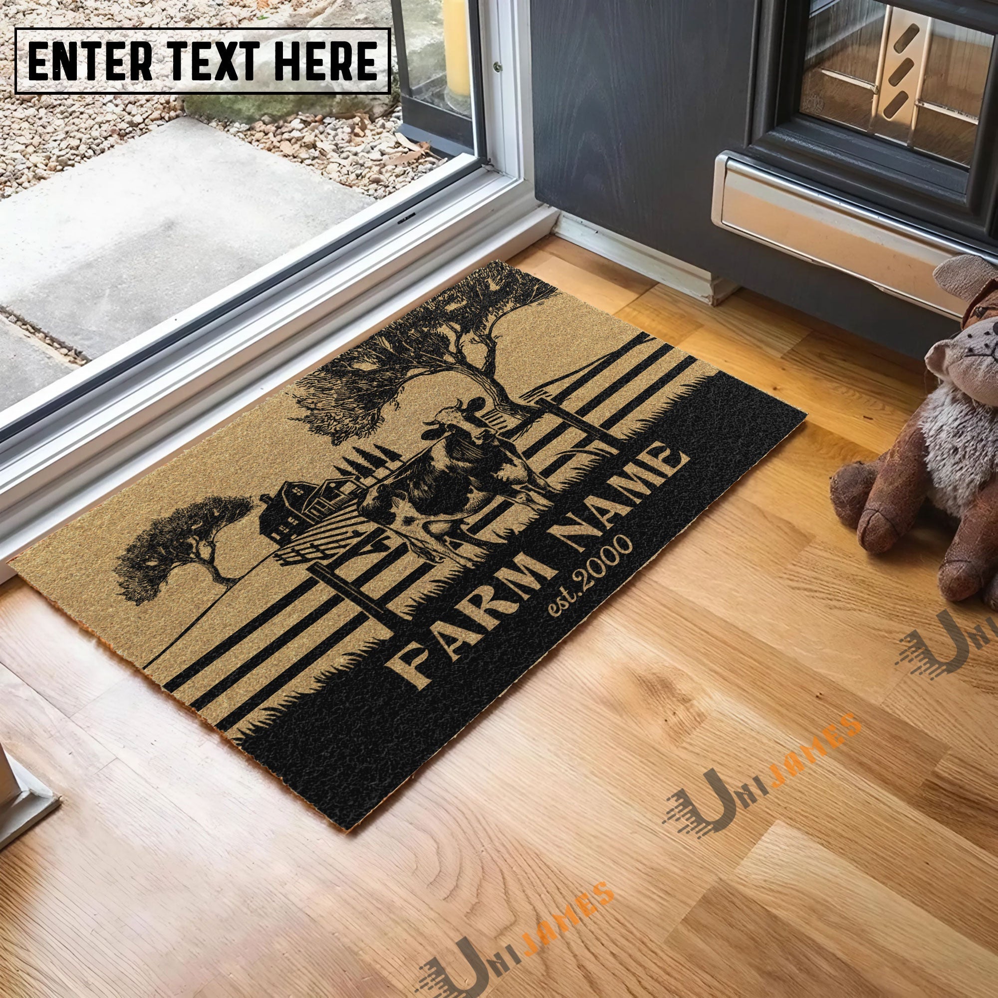 Holstein Little Ranch Custom Farm Name Custom Year Coir Doormat