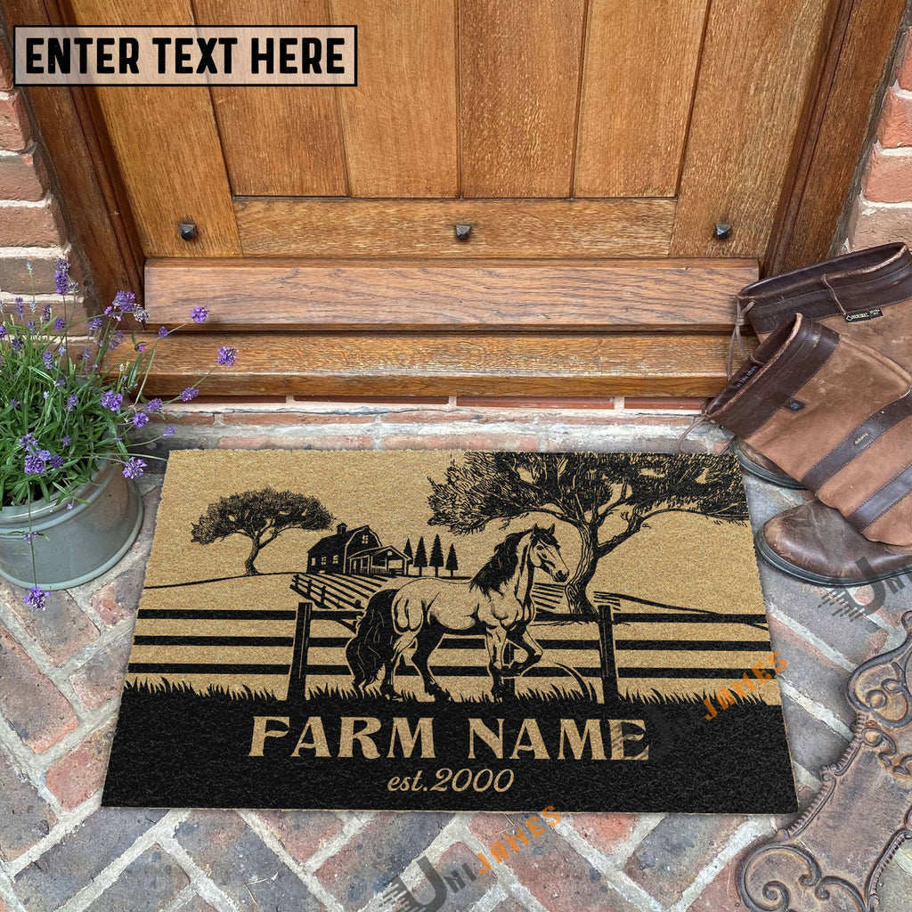 Horse Little Ranch Custom Farm Name Custom Year Coir Doormat