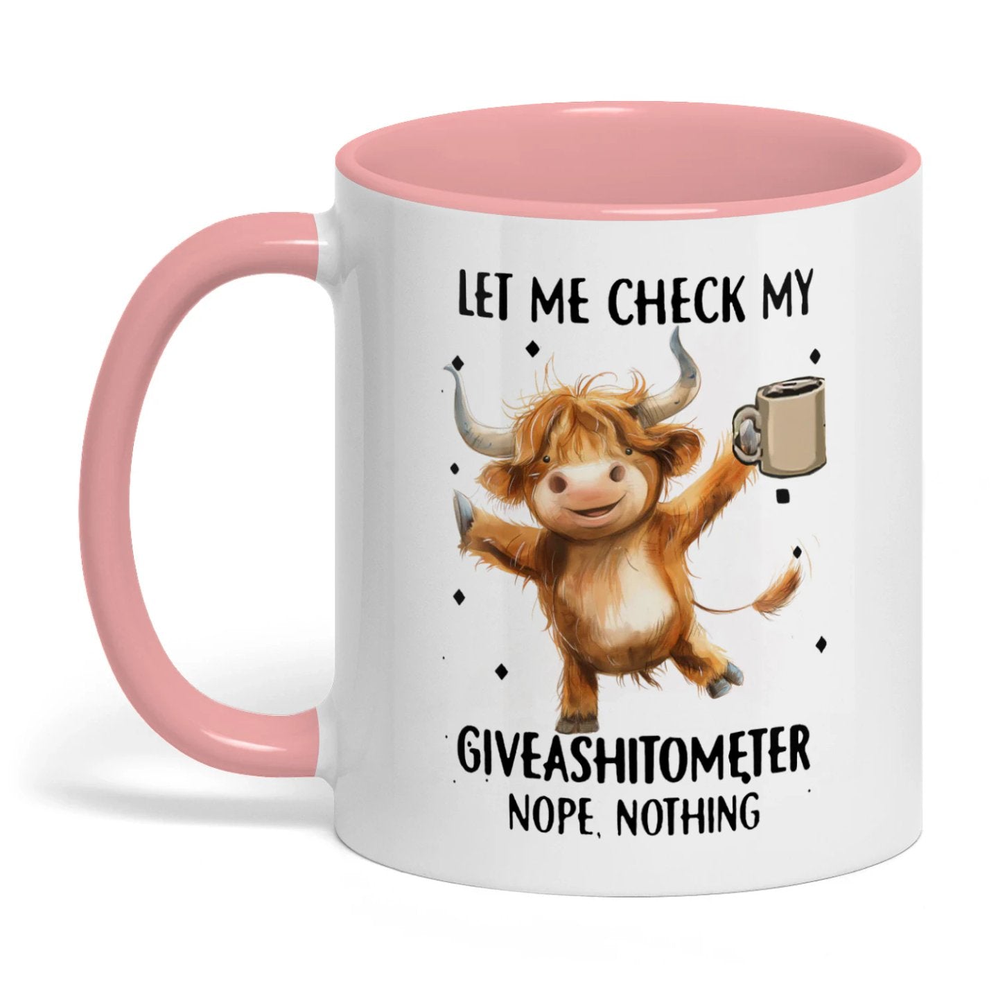 Let Me Check My Giveashitomter Nope Nothing Cow Two Tone Mug