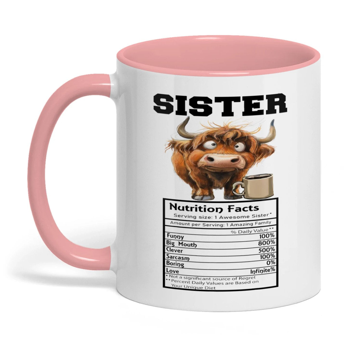 Sister Nutrition Facts Serving Size I Awesome Cow Two Tone Mug