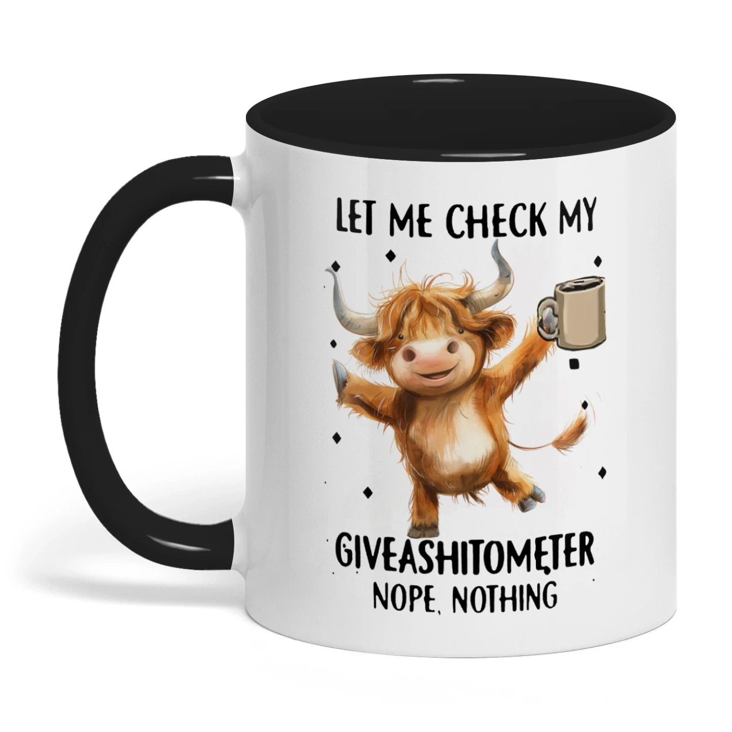 Let Me Check My Giveashitomter Nope Nothing Cow Two Tone Mug