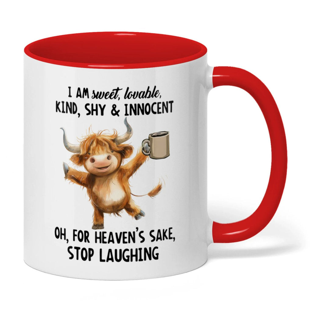 I Am Sweet Lovable Kind Shy Innocent Oh For Heaven's Sake Cow Two Tone Mug