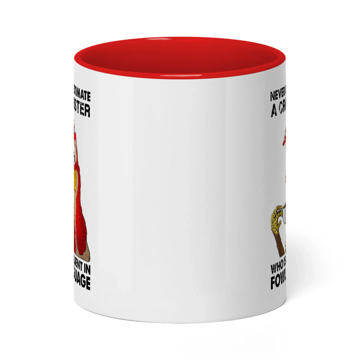 Never Underestimate A Crazy Sister Chicken Two Tone Mug
