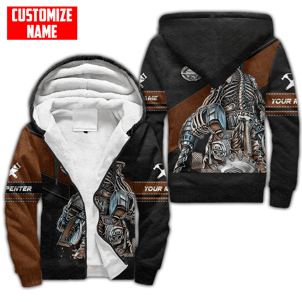 Customized Name Skull Carpenter Unisex Shirts Leather Texture