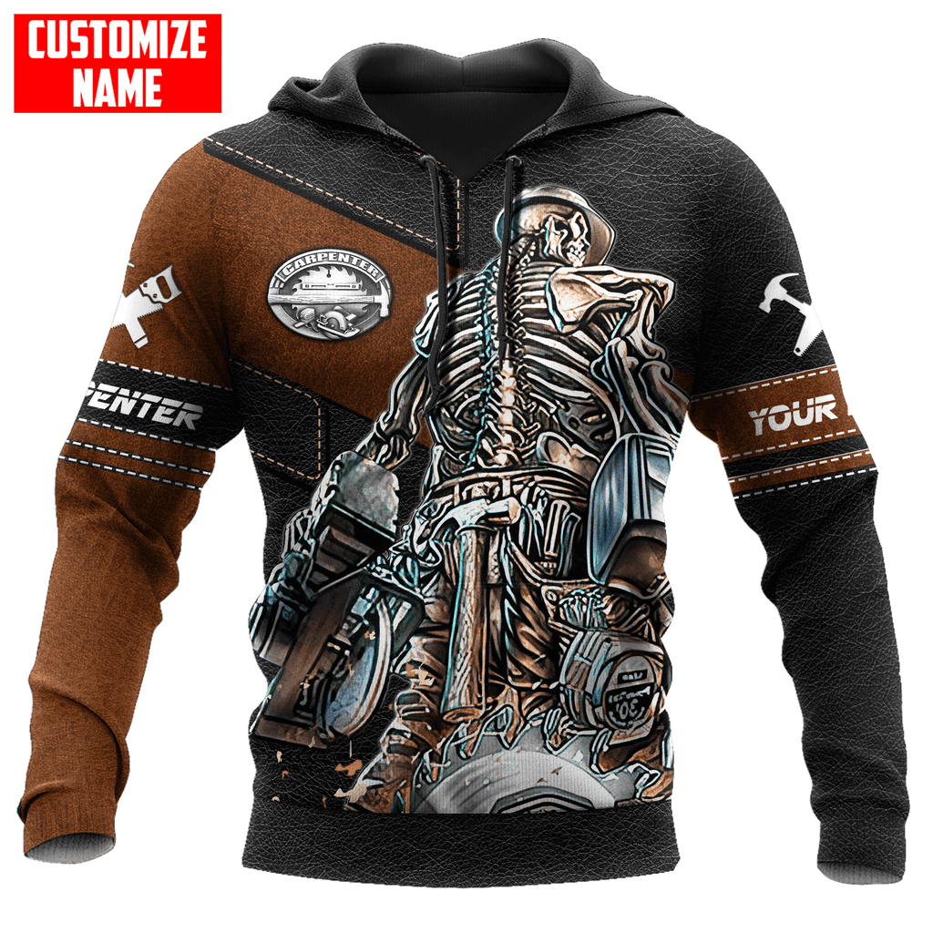 Customized Name Skull Carpenter Unisex Shirts Leather Texture