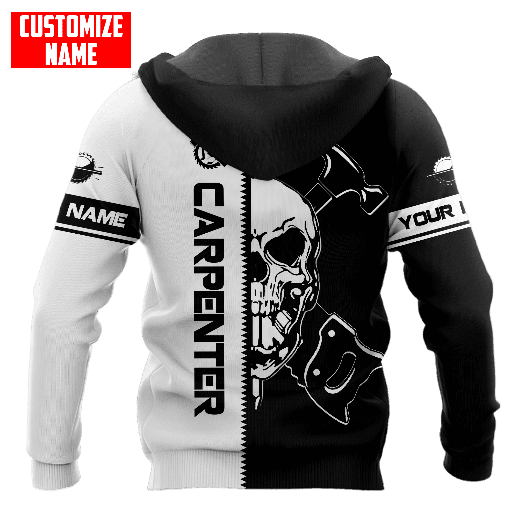 Customized Name Carpenter Skull Unisex Shirts