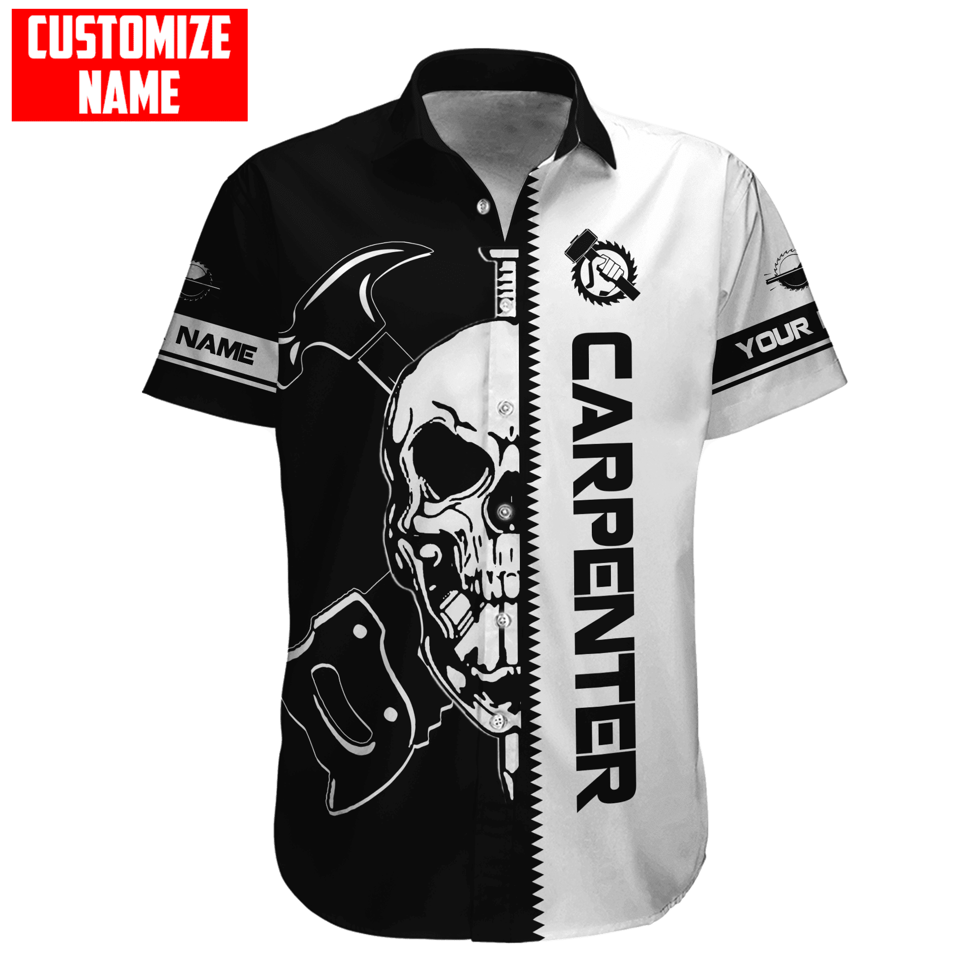 Customized Name Carpenter Skull Unisex Shirts