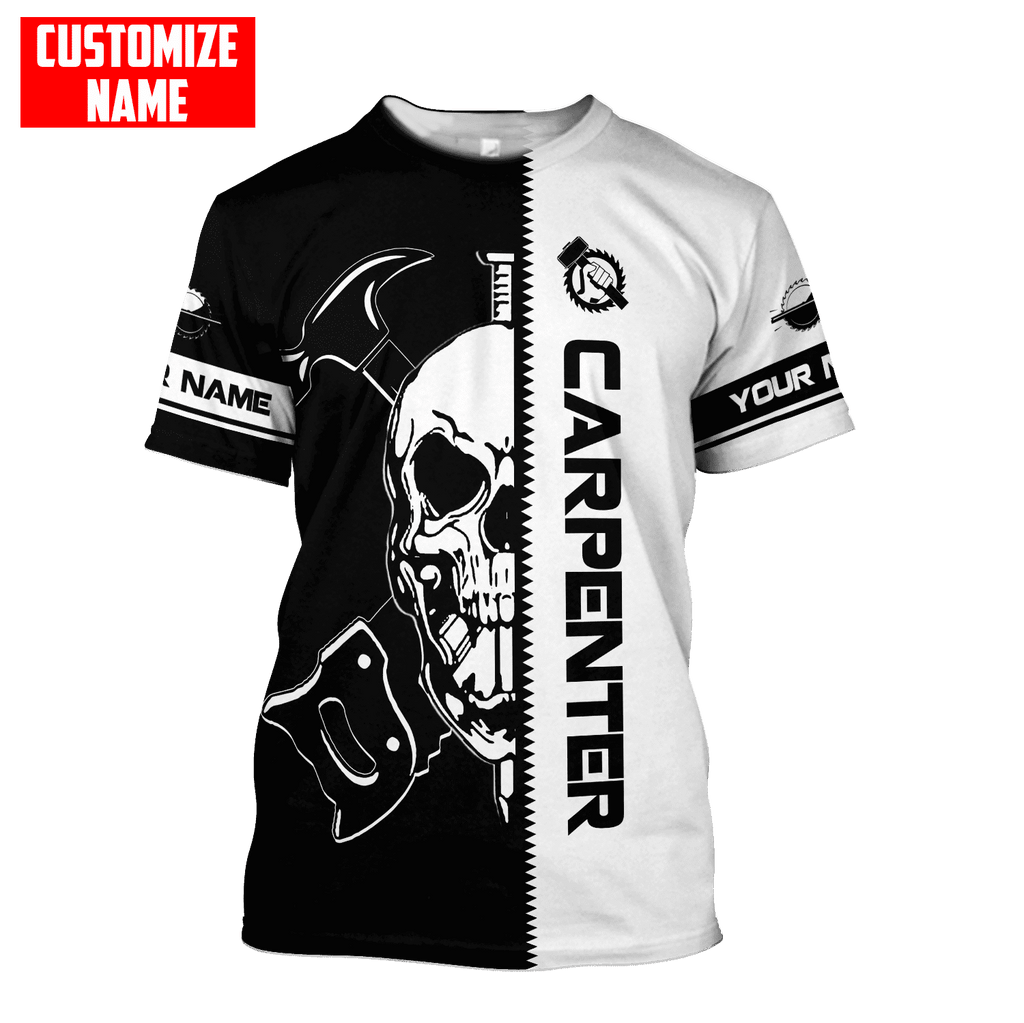 Customized Name Carpenter Skull Unisex Shirts