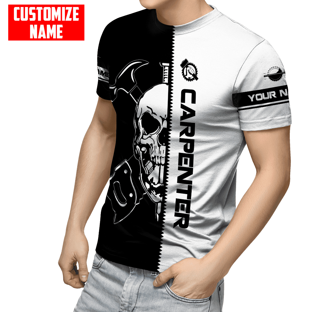 Customized Name Carpenter Skull Unisex Shirts