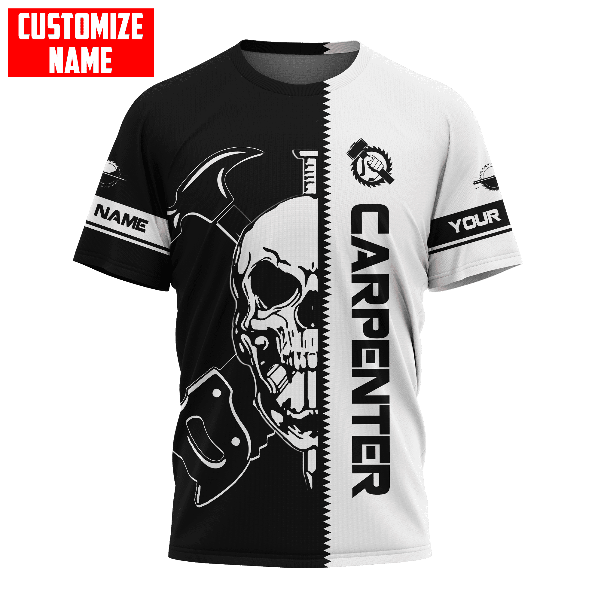 Customized Name Carpenter Skull Unisex Shirts