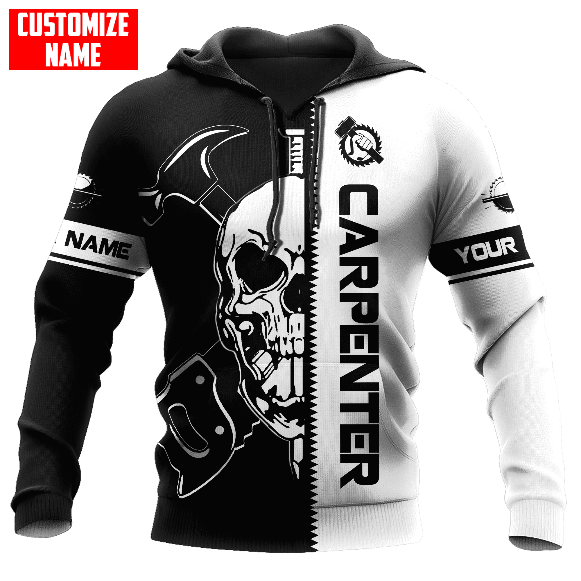 Customized Name Carpenter Skull Unisex Shirts