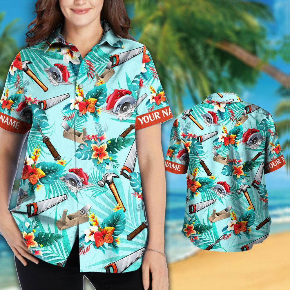 Custom Name Carpenter Colorful Hawaiian Shirts for Men & Women