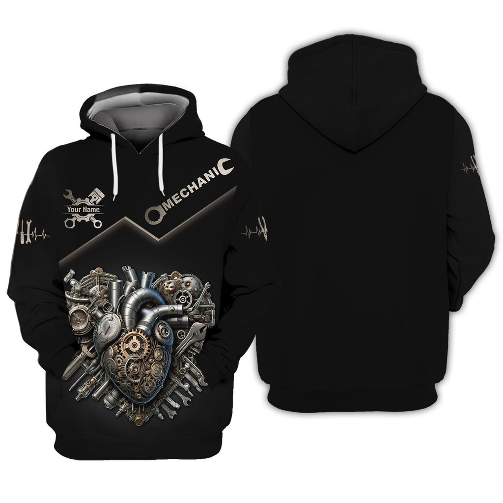 Mechanic Heart Gear 3D Full Print Zipper Hoodie Custom Gift For Mechanics