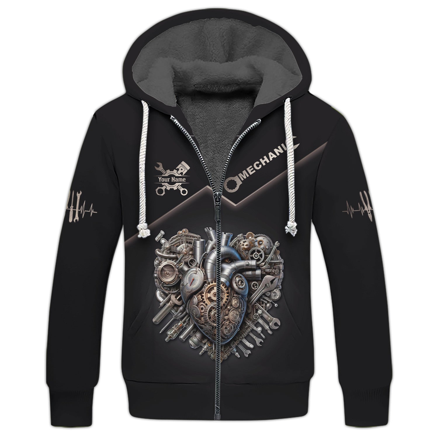 Mechanic Heart Gear 3D Full Print Zipper Hoodie Custom Gift For Mechanics