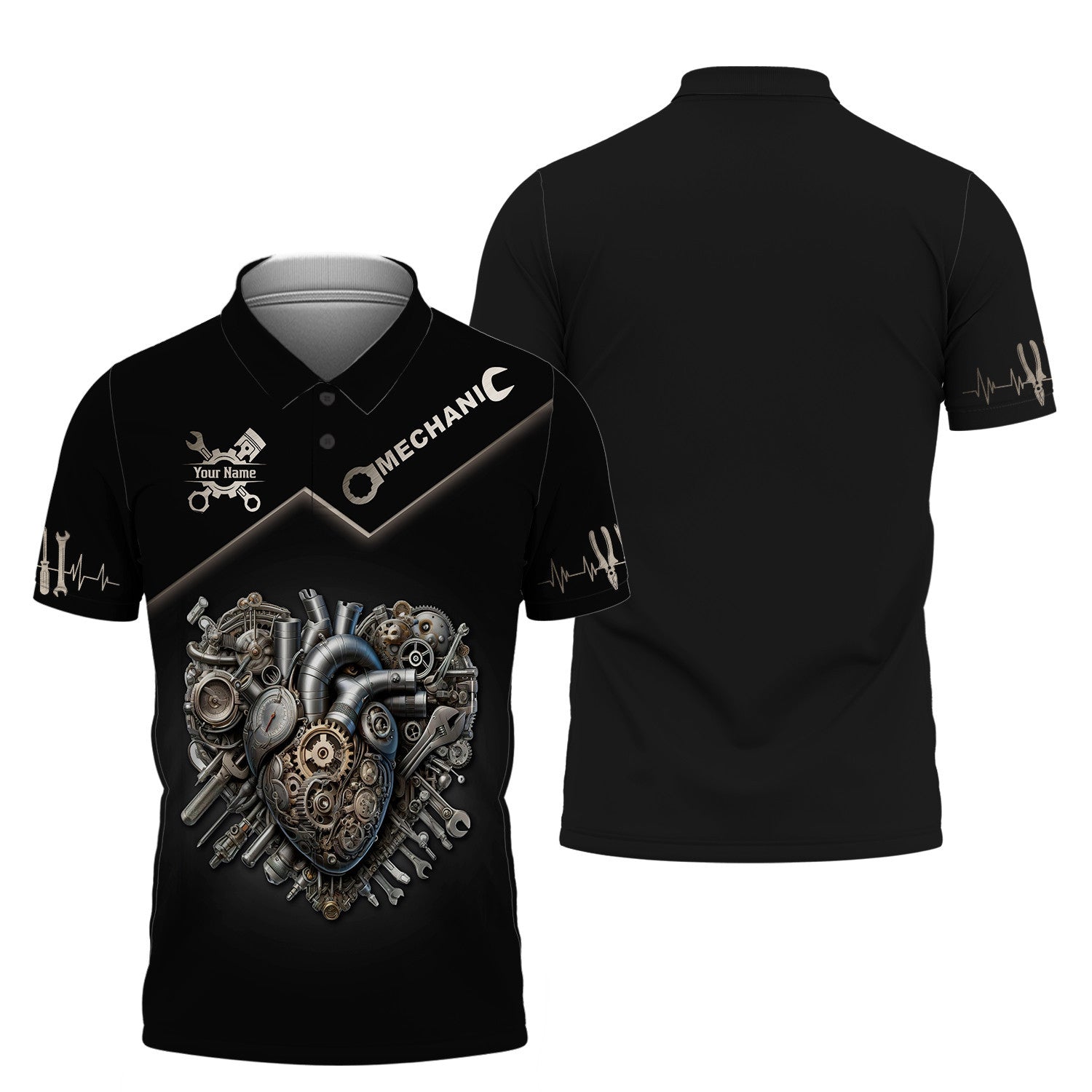 Mechanic Heart Gear 3D Full Print Zipper Hoodie Custom Gift For Mechanics