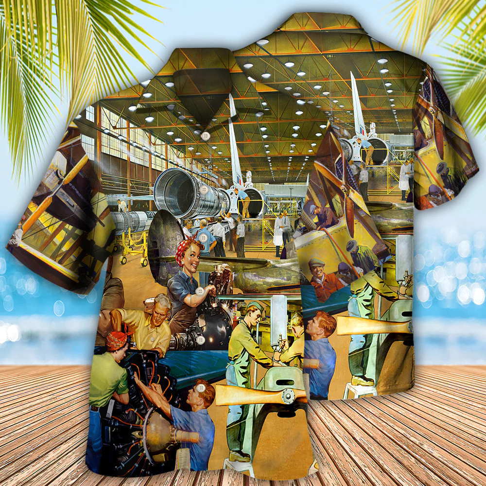 Aircraft Mechanic Style Hawaiian Shirt Hoodifize