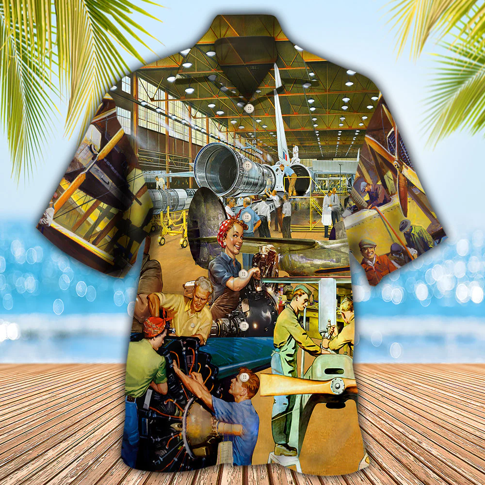 Aircraft Mechanic Style Hawaiian Shirt Hoodifize