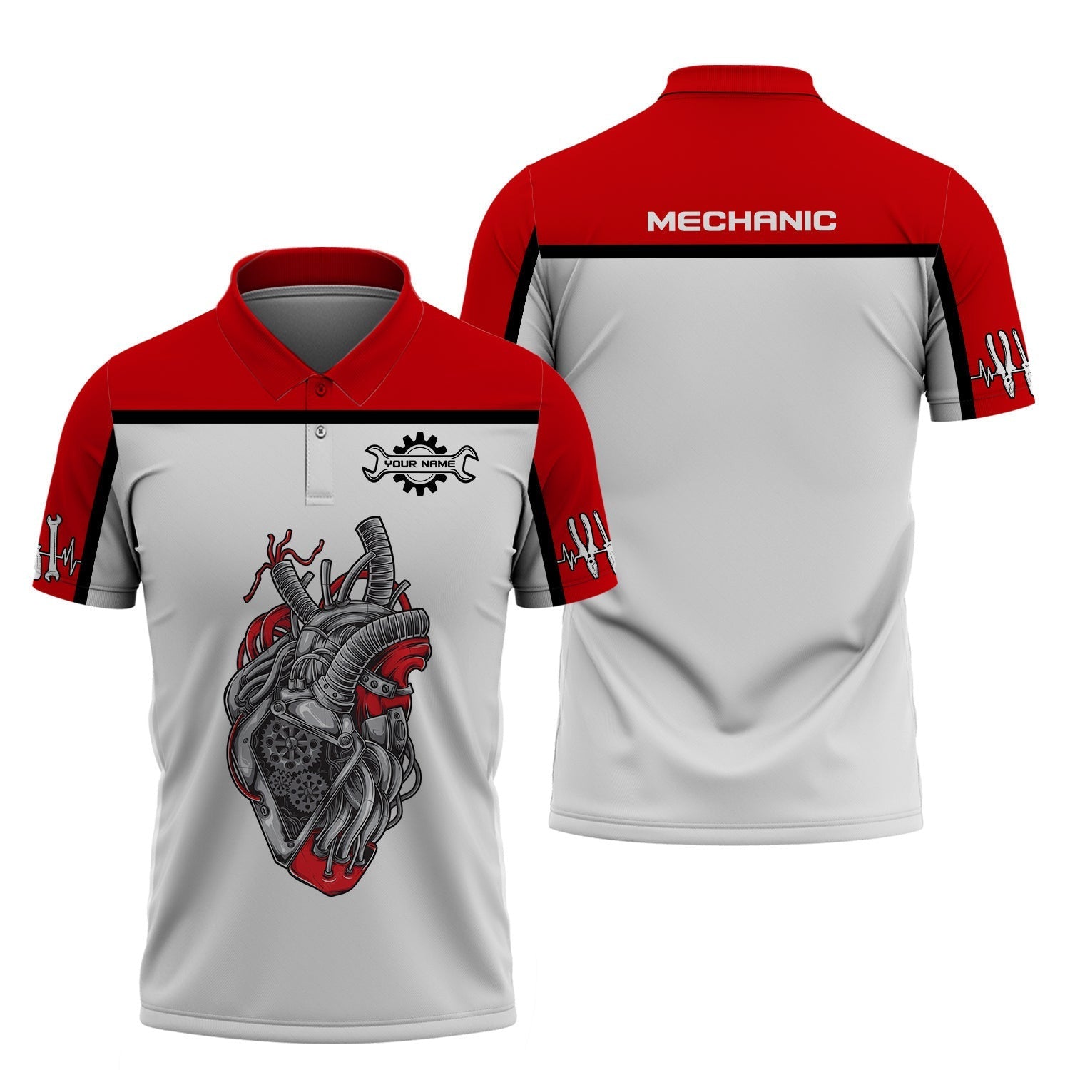 Man Shirt, Custom Name Mechanic Polo Shirt, Mechanic Work Shirt, Mechanic Workwear