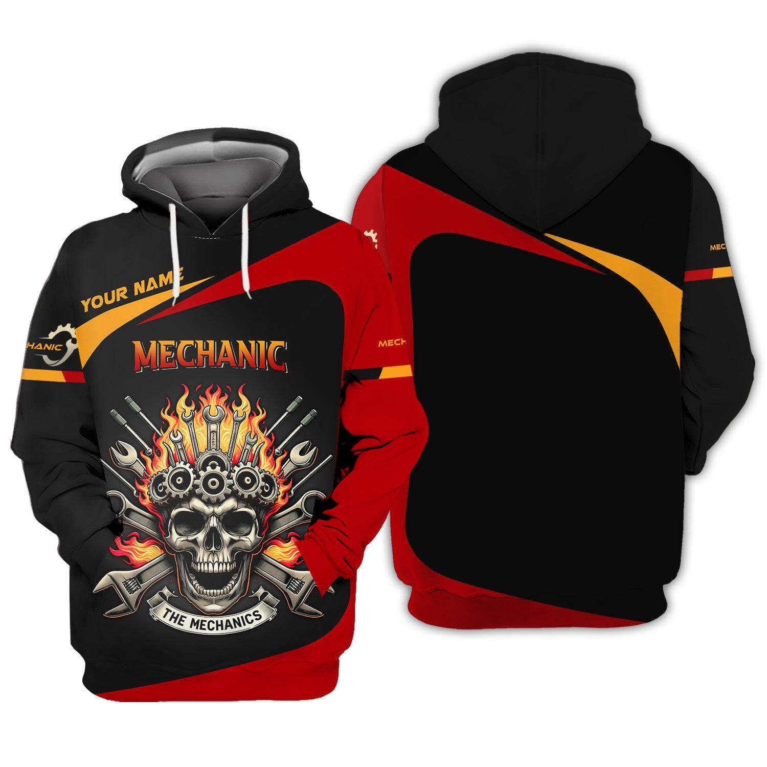 Skull Mechanic Custom Name 3D Full Print Shirt Gift For Mechanic
