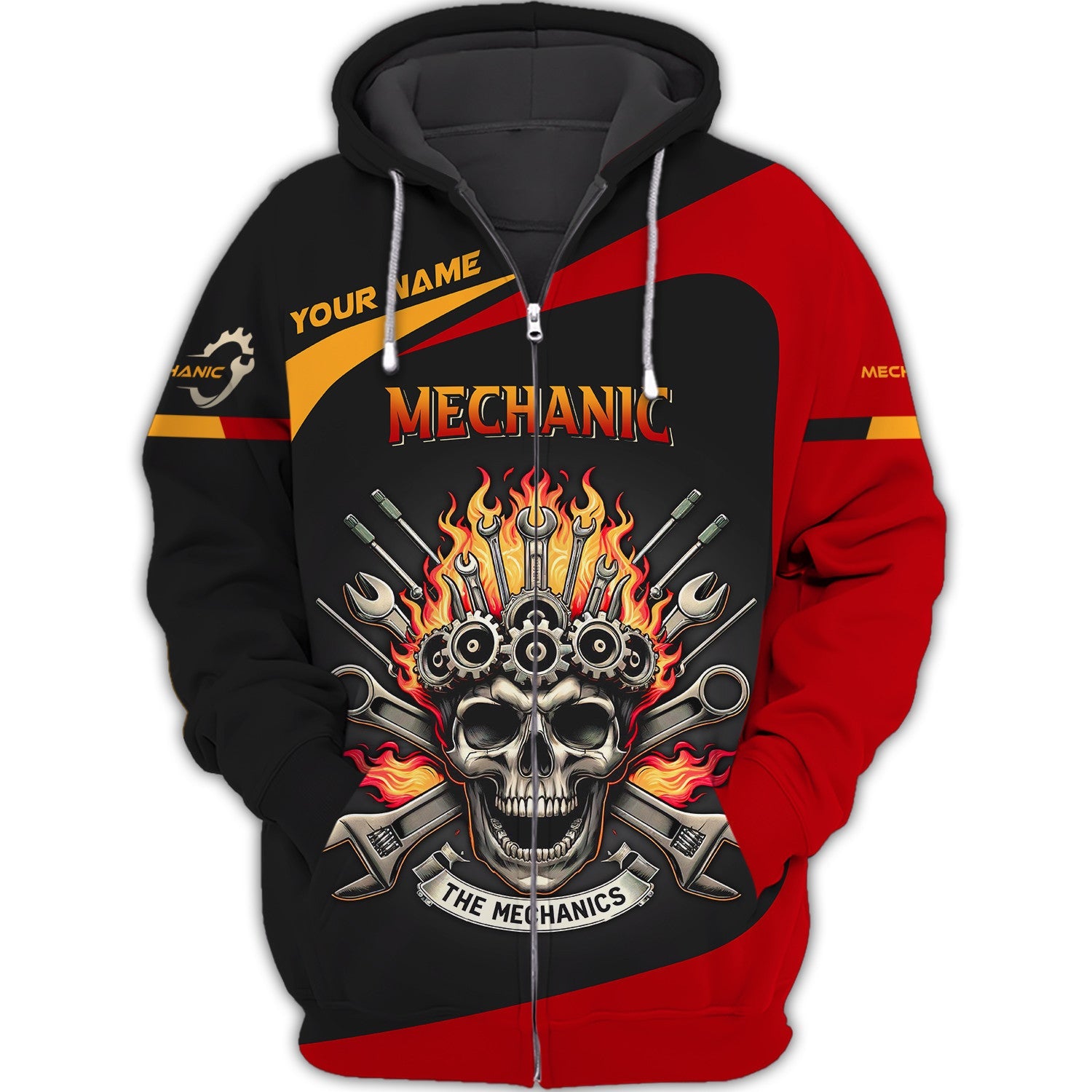 Skull Mechanic Custom Name 3D Full Print Shirt Gift For Mechanic