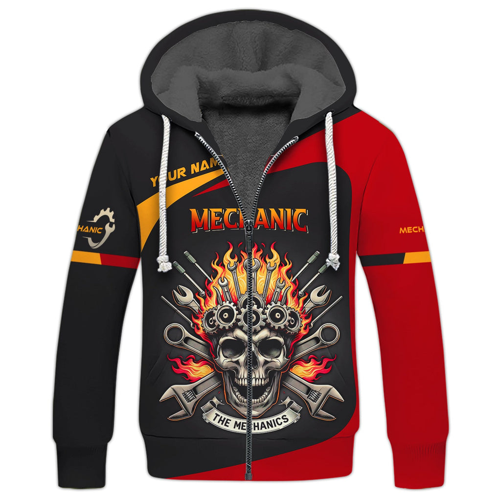 Skull Mechanic Custom Name 3D Full Print Shirt Gift For Mechanic