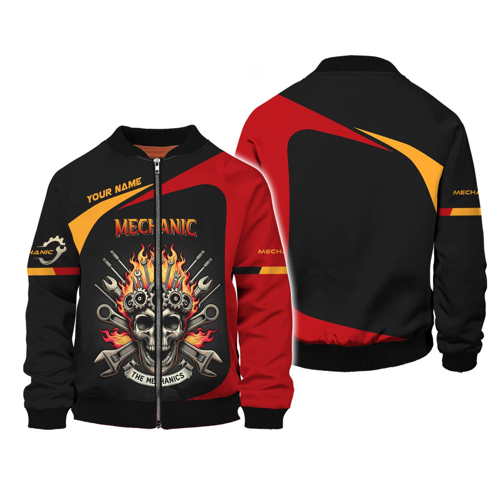 Skull Mechanic Custom Name 3D Full Print Shirt Gift For Mechanic
