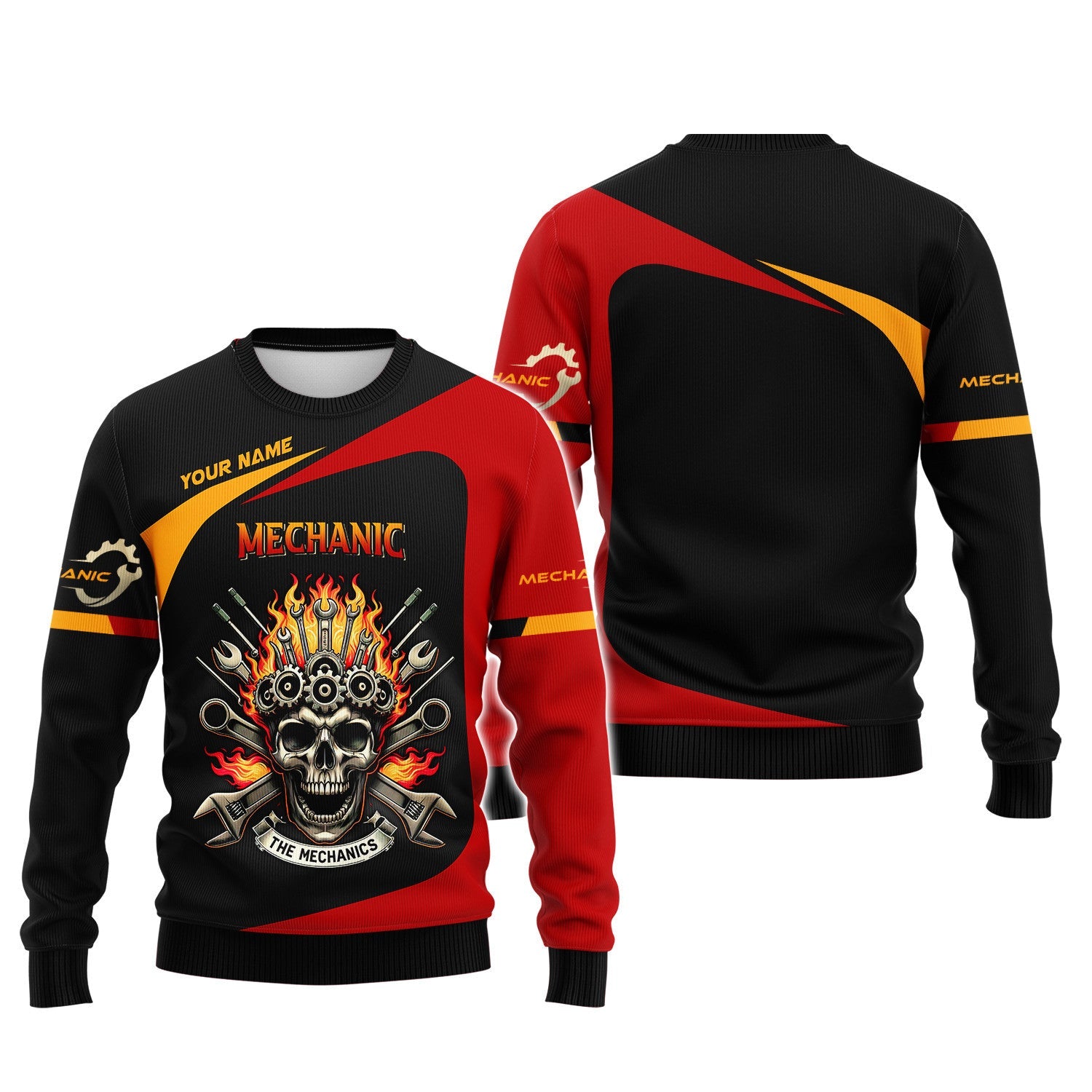 Skull Mechanic Custom Name 3D Full Print Shirt Gift For Mechanic